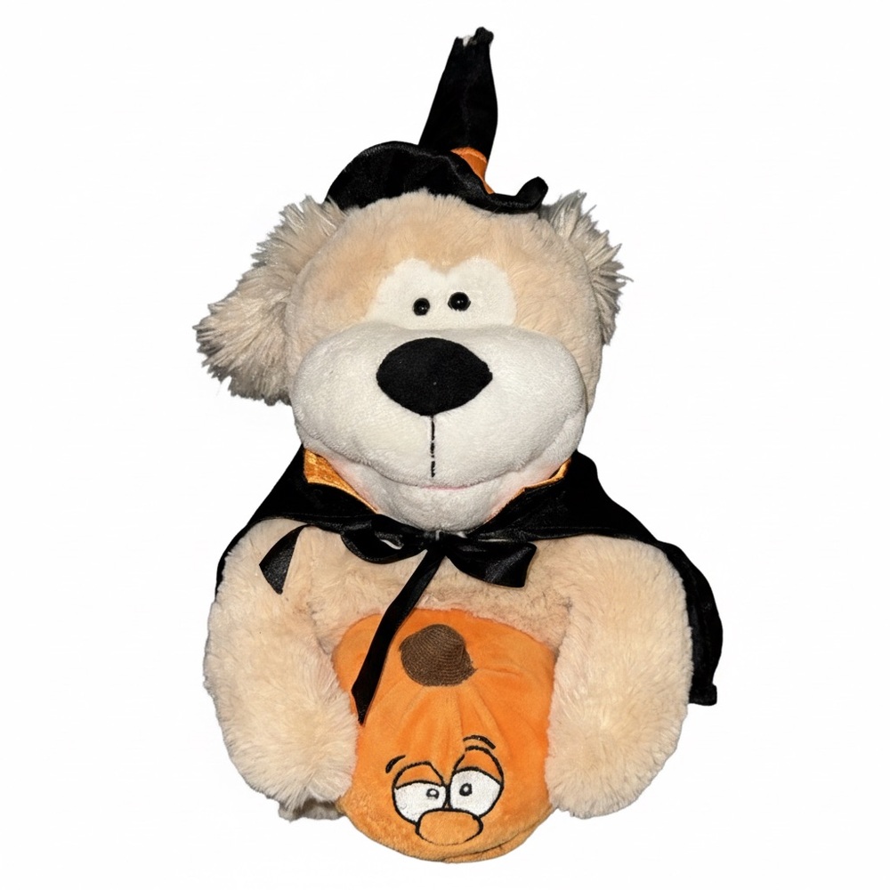 Sound N Light Animatronics Puppy Holding Pumpkin Sings "Witch Doctor" Halloween